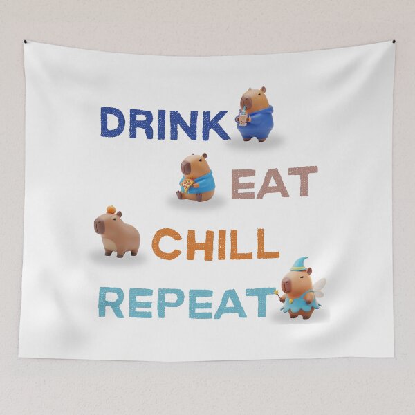 Item preview, Drink Eat Chill Repeat with Capybara designed and sold by TrisselShop.