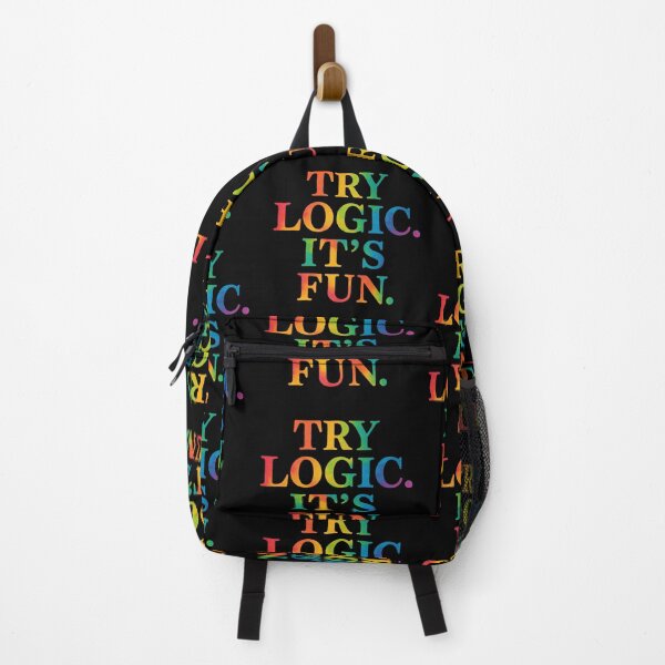 Item preview, Try Logic Its Fun Vibrant Rainbow Quote Art designed and sold by ArtComixHaven.