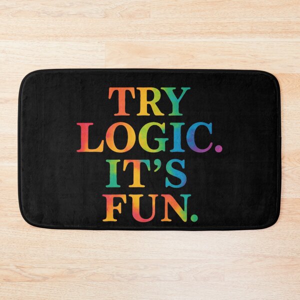 Item preview, Try Logic Its Fun Vibrant Rainbow Quote Art designed and sold by ArtComixHaven.
