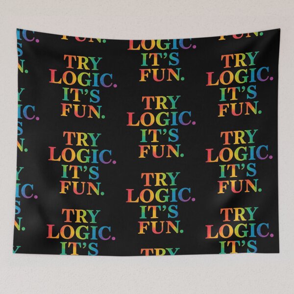 Item preview, Try Logic Its Fun Vibrant Rainbow Quote Art designed and sold by ArtComixHaven.