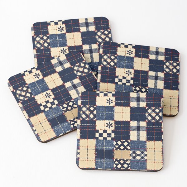 Item preview, Boro and Sashiko Beige and Blue  designed and sold by Sharon Schwalbe.