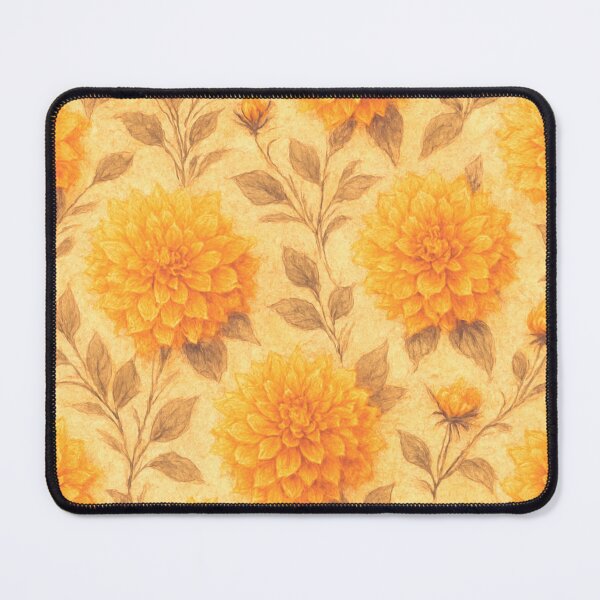 Aperçu de l'œuvre Yellow Dahlia Wallpaper Vintage créée et vendue par C ON V E RS A T I O N~PE A C E ™.