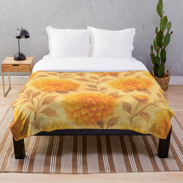 Artikelvorschau, Yellow Dahlia Wallpaper Vintage entworfen und verkauft von C ON V E RS A T I O N~PE A C E ™.