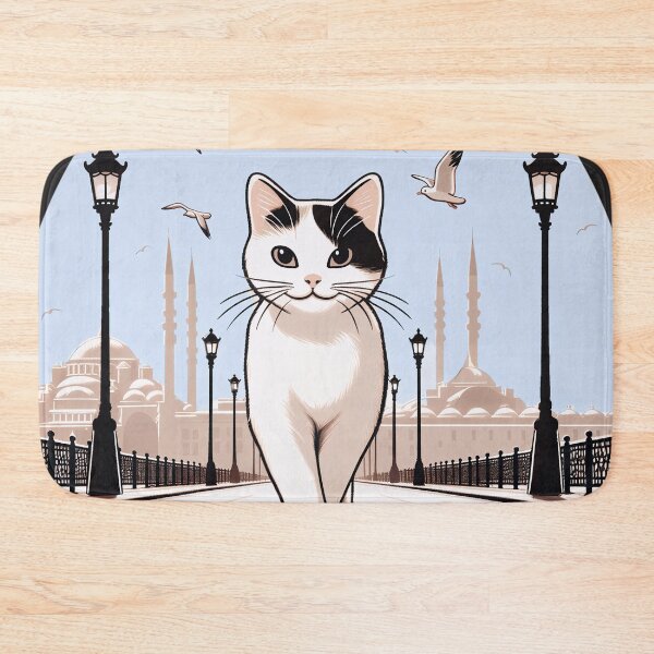 Item preview, Istanbul Cats – Cute Cat Walking on Galata Bridge Illustration designed and sold by Ascend777.