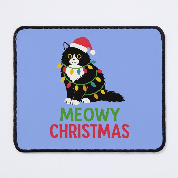 Item preview, Black Cat Christmas Lights Santa Hat Funny Kitten Meowy Holiday designed and sold by Pawrizzma POD.