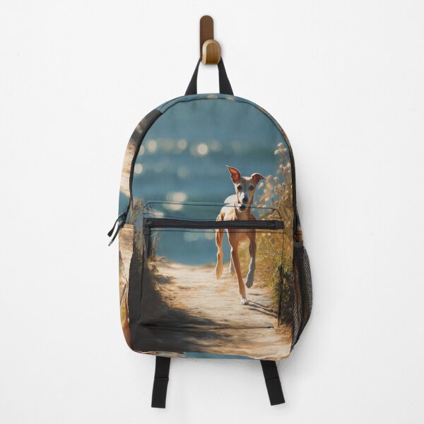 Item preview, A sleek Italian Greyhound sprinting across a sunlit coastal path, Dogs in Motion designed and sold by CDC40.