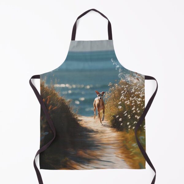 Item preview, A sleek Italian Greyhound sprinting across a sunlit coastal path, Dogs in Motion designed and sold by CDC40.