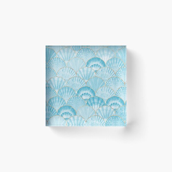 Item preview, Aqua Blue Watercolor Seashells, Gold Trim  designed and sold by newburyboutique.