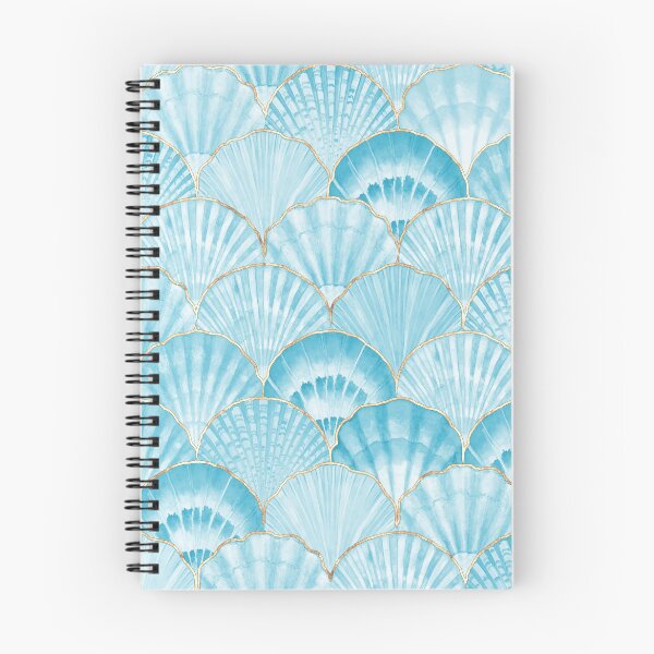 Item preview, Aqua Blue Watercolor Seashells, Gold Trim  designed and sold by newburyboutique.