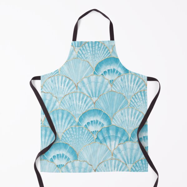 Item preview, Aqua Blue Watercolor Seashells, Gold Trim  designed and sold by newburyboutique.