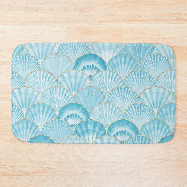 Item preview, Aqua Blue Watercolor Seashells, Gold Trim  designed and sold by newburyboutique.