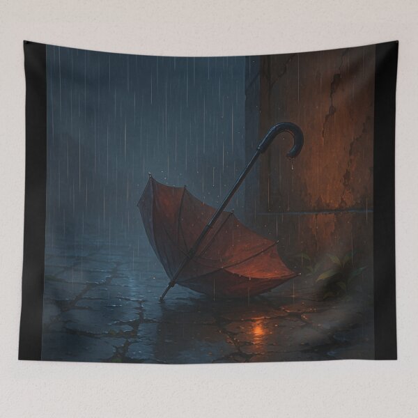 Item preview, Lonely Umbrella in the Rain – Moody Anime Art designed and sold by Soft rot studio.