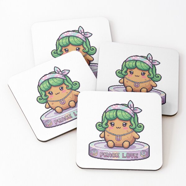 Item preview, Cute Peace Love Potato Sticker – Kawaii Hippie Pixel Art Pastel Vinyl Decal designed and sold by Pixel Girl Aesthetic Studio.