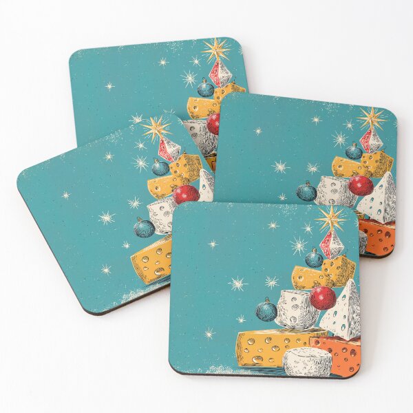 Item preview, Say CHEESE! A Festive Cheese Christmas Tree Stacked with Colorful Ornaments and Star Topped Starry Background designed and sold by OlfactoART Studio.