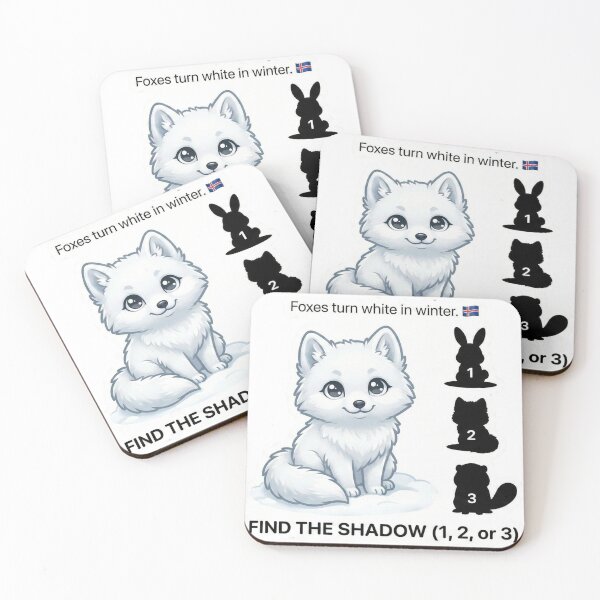 Item preview, Arctic Fox Shadow Match Game | Educational Winter Animal Art designed and sold by MiracleDroplet.