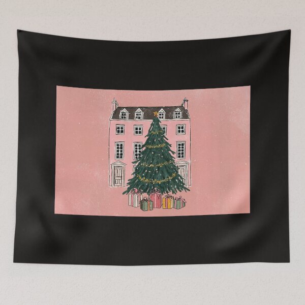 Item preview, Festive Glow at the Townhouse- A Christmas Tree Adorned with Gifts and Holiday Charm designed and sold by OlfactoART Studio.