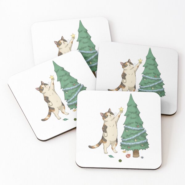Item preview, A calico cat decorating a Christmas tree,Christmas Calico Cat Oversized T-Shirt designed and sold by PrintMod.