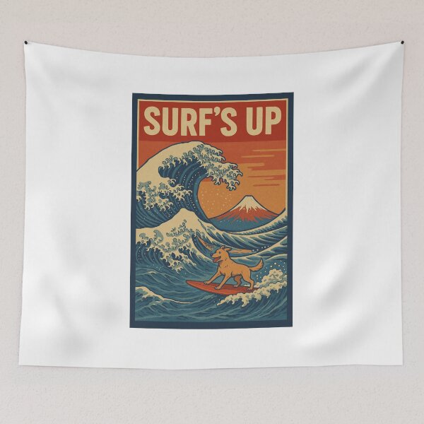 Item preview, Surf’s Up Dog – Retro Wave Art designed and sold by Boonesmood.