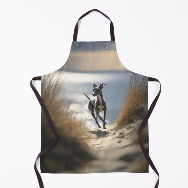 Item preview, A sleek Italian Greyhound sprinting across a sunlit coastal path, Dogs in Motion designed and sold by CDC40.