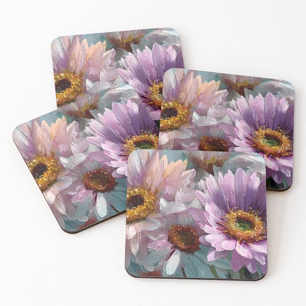 Item preview, Impressionist Sunflower Field Horizontal Art Lilac, Peach, and White Blooms designed and sold by daila70.