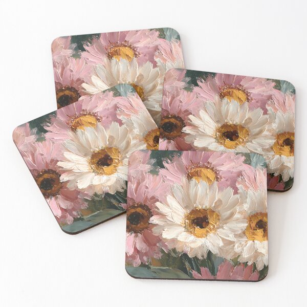 Item preview, Impressionist Sunflower Field Horizontal Art Pink and Beige Blooms designed and sold by daila70.