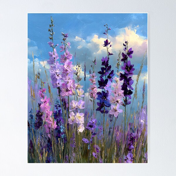 Item preview, Impressionist Pale Lilac Wildflower Field Vertical Floral Art designed and sold by daila70.