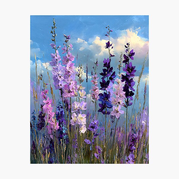 Item preview, Impressionist Pale Lilac Wildflower Field Vertical Floral Art designed and sold by daila70.