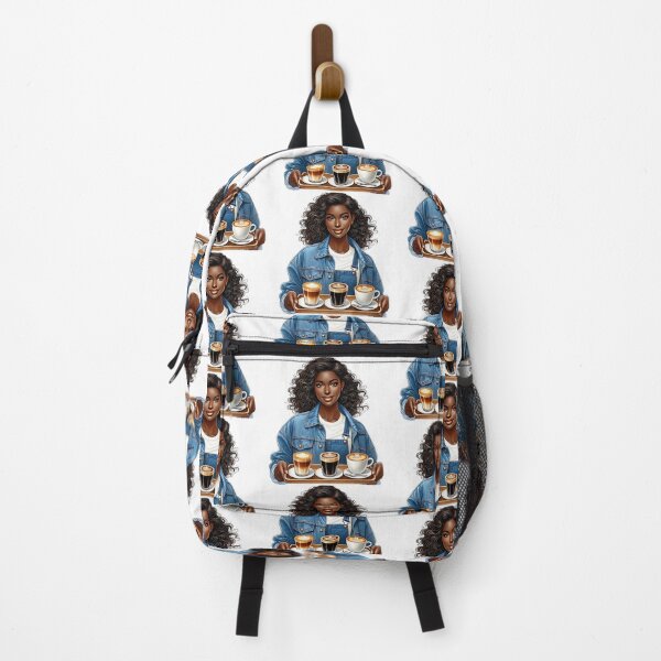 Item preview, Trendy Coffee Girl Holding Three Lattes – Melanin Café Aesthetic designed and sold by Lulunza.