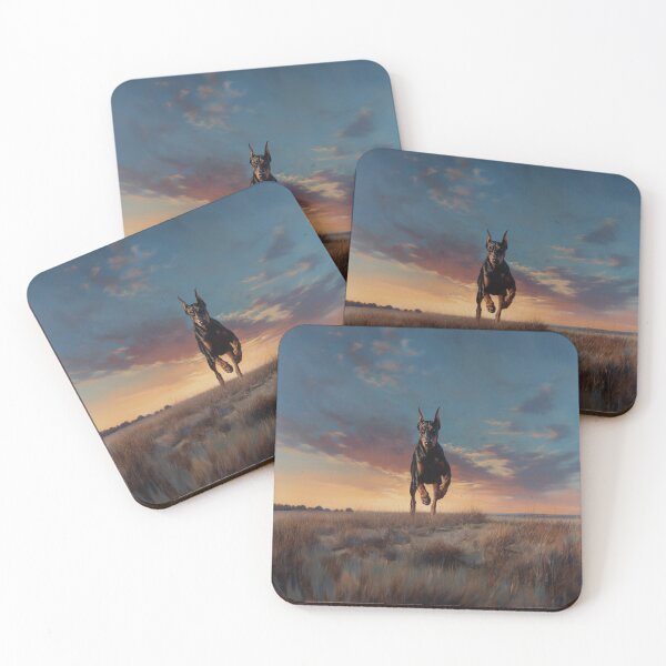 Item preview, A sleek Doberman Pinscher sprinting across an open plain at sunset, Dogs in Motion designed and sold by CDC40.