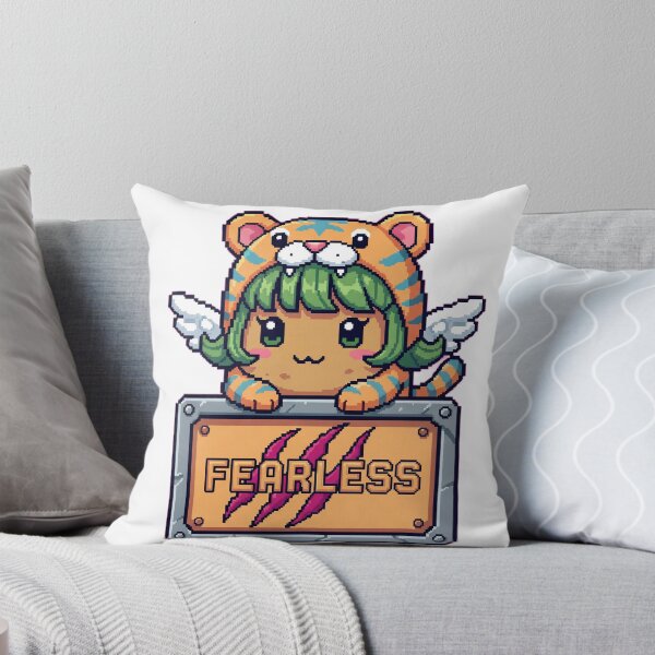 Item preview, Fearless Tiger Potato Sticker – Kawaii 16-bit SNES Pixel Art Angel Warrior designed and sold by Pixel Girl Aesthetic Studio.