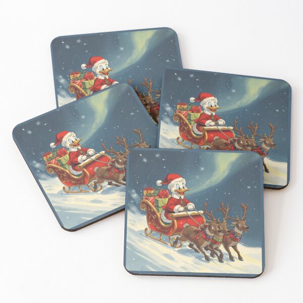 Item preview, Flying Santa Duck - Festive Holiday Sleigh Ride Illustration designed and sold by Nature's Palette.
