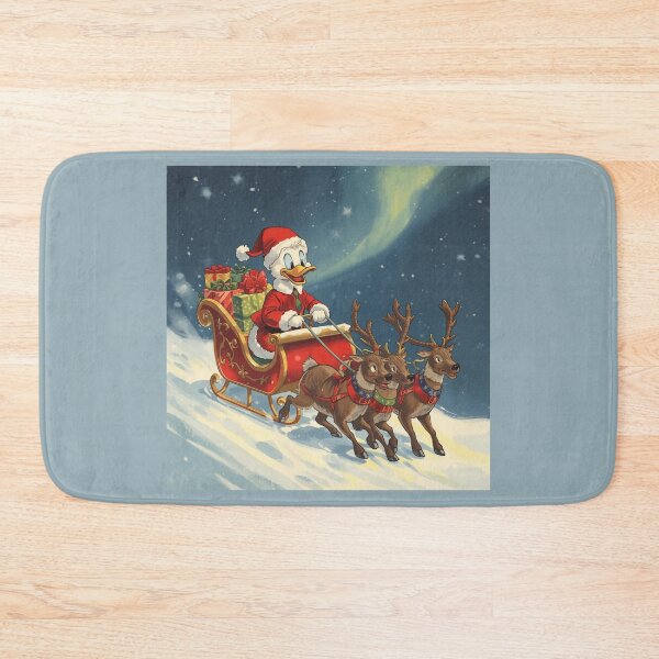 Item preview, Flying Santa Duck - Festive Holiday Sleigh Ride Illustration designed and sold by Nature's Palette.