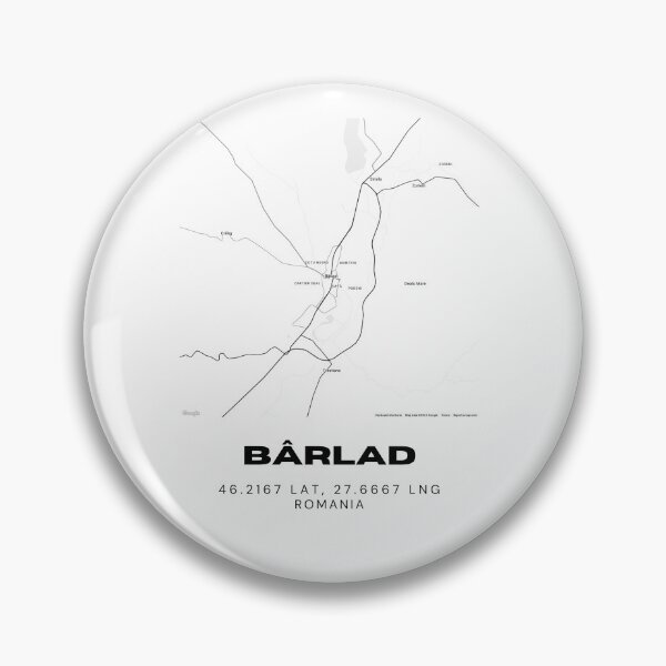 Item preview, Bârlad Romania Minimalist Black and White Map designed and sold by RM-Journey.