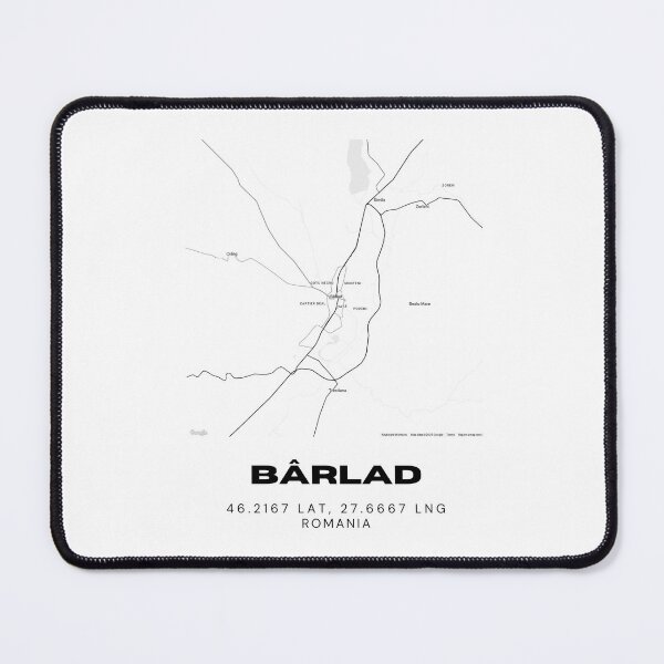 Item preview, Bârlad Romania Minimalist Black and White Map designed and sold by RM-Journey.