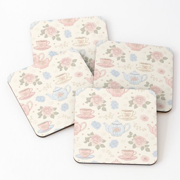 Item preview, Pastel Teatime Blooms – Vintage Floral Tea Set Seamless Pattern designed and sold by HolmeProud.