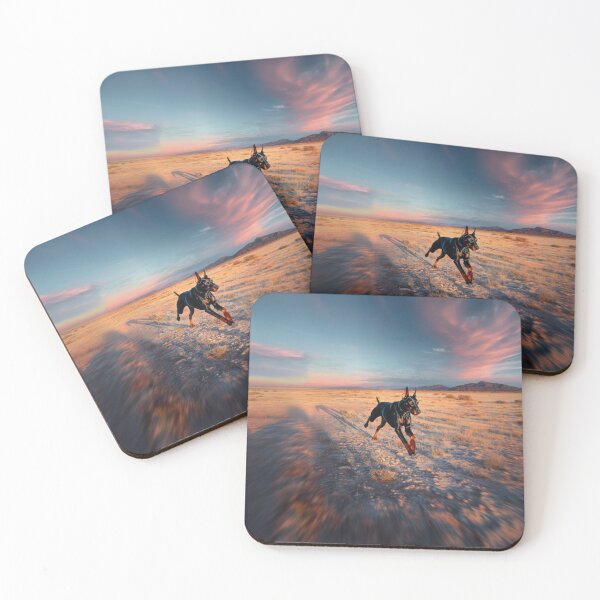 Item preview, A sleek Doberman Pinscher sprinting across an open plain at sunset, Dogs in Motion designed and sold by CDC40.