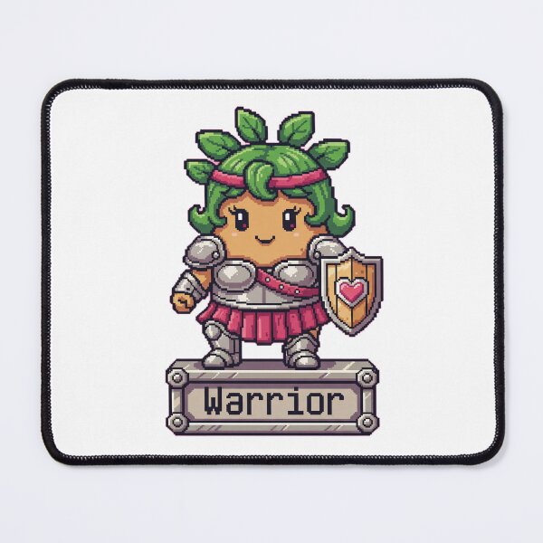 Item preview, Warrior Potato Sticker – Kawaii 16-bit SNES Pixel Art Feminine Gladiator designed and sold by Pixel Girl Aesthetic Studio.