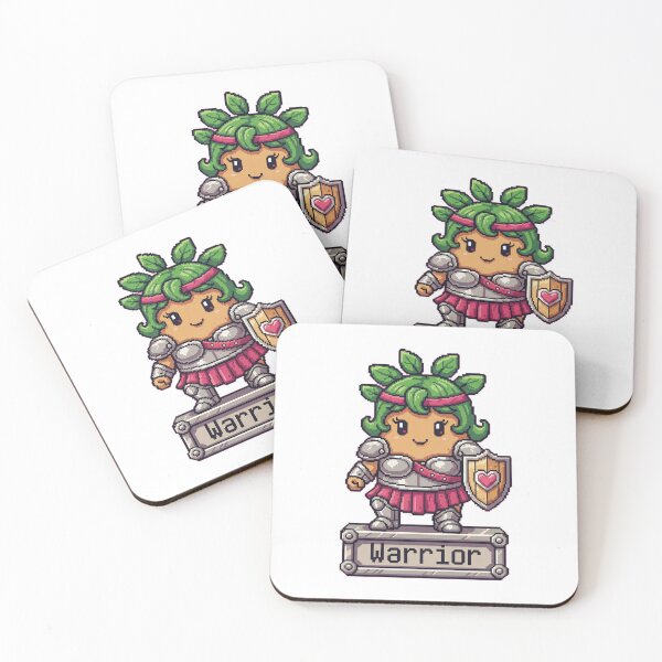 Item preview, Warrior Potato Sticker – Kawaii 16-bit SNES Pixel Art Feminine Gladiator designed and sold by Pixel Girl Aesthetic Studio.