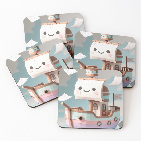 Item preview, Kawaii Love Letter Ship – Cute Pastel Paper Boat designed and sold by NordseeSteel.