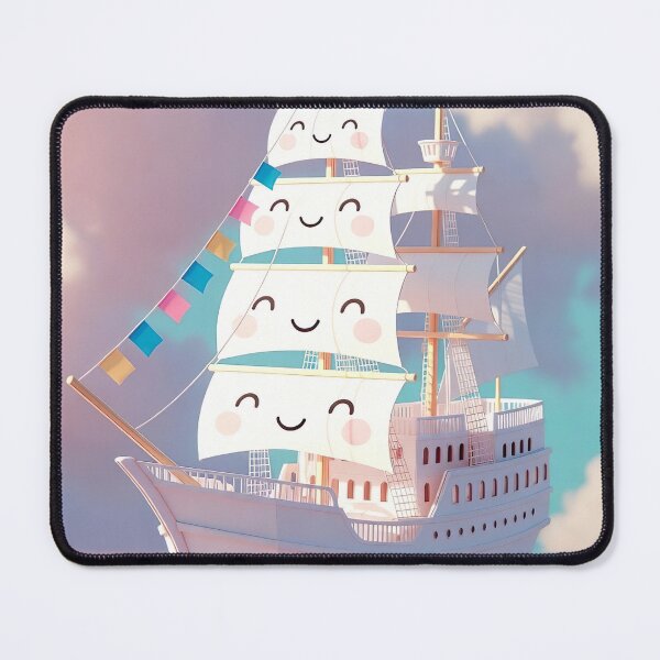 Item preview, Kawaii Happy Sails Ship – Cute Smiling Pirate Boat designed and sold by NordseeSteel.