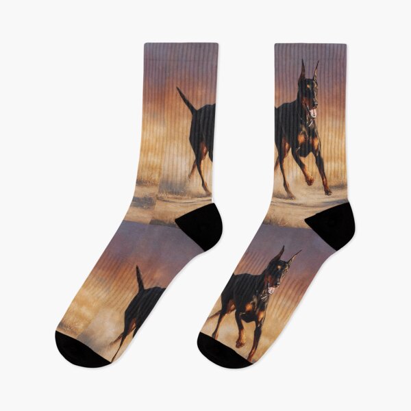 Item preview, A sleek Doberman Pinscher sprinting across an open plain at sunset, Dogs in Motion designed and sold by CDC40.