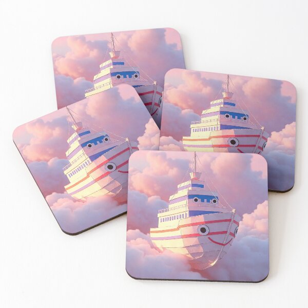 Item preview, Kawaii Paper Airship at Sunset – Cute Flying Boat designed and sold by NordseeSteel.