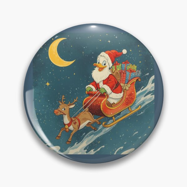 Item preview, Santa Duck in a Sleigh - Funny Christmas Duck Illustration designed and sold by Nature's Palette.