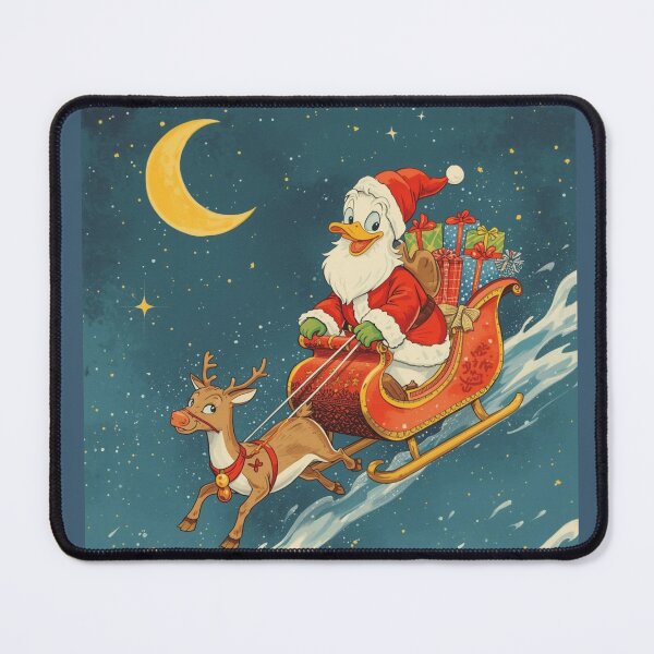 Item preview, Santa Duck in a Sleigh - Funny Christmas Duck Illustration designed and sold by Nature's Palette.