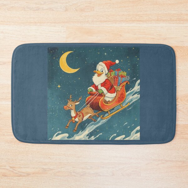Item preview, Santa Duck in a Sleigh - Funny Christmas Duck Illustration designed and sold by Nature's Palette.