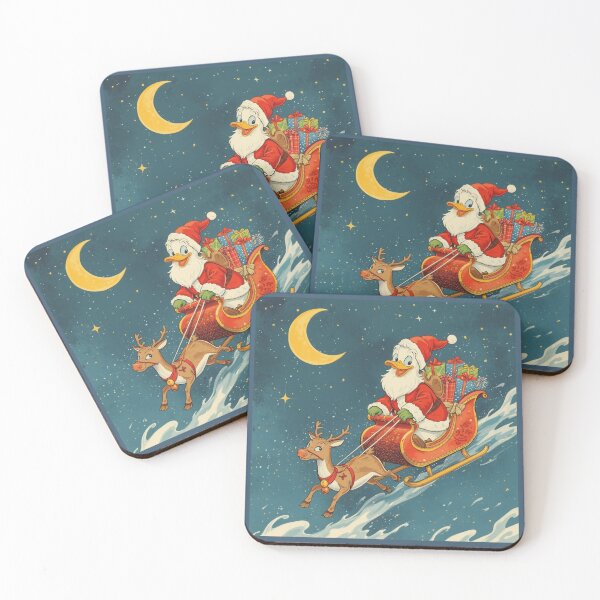 Item preview, Santa Duck in a Sleigh - Funny Christmas Duck Illustration designed and sold by Nature's Palette.