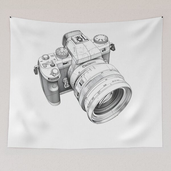 Item preview, Vintage Technical Camera Sketch – Detailed Line Art Illustration designed and sold by Dyan4.