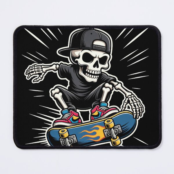Item preview, Skate Fast Die Last - Crazy Skeleton on Flaming Skateboard designed and sold by HerdemDigiLife.