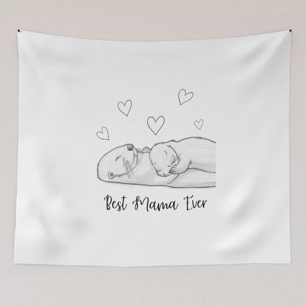 Item preview, Best Mama Ever. Sea Otter Mother and Baby Otter design designed and sold by SofikoDesigns.