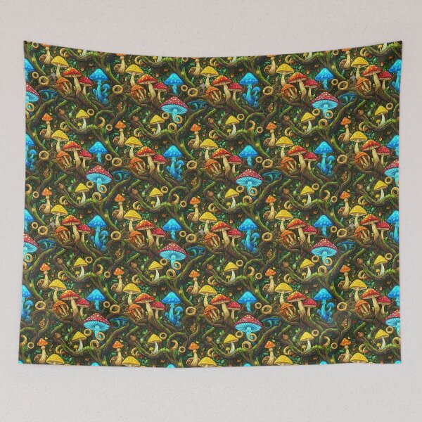 Item preview, goblin core mystic mushroom bright tree pattern designed and sold by MGuyerArt.